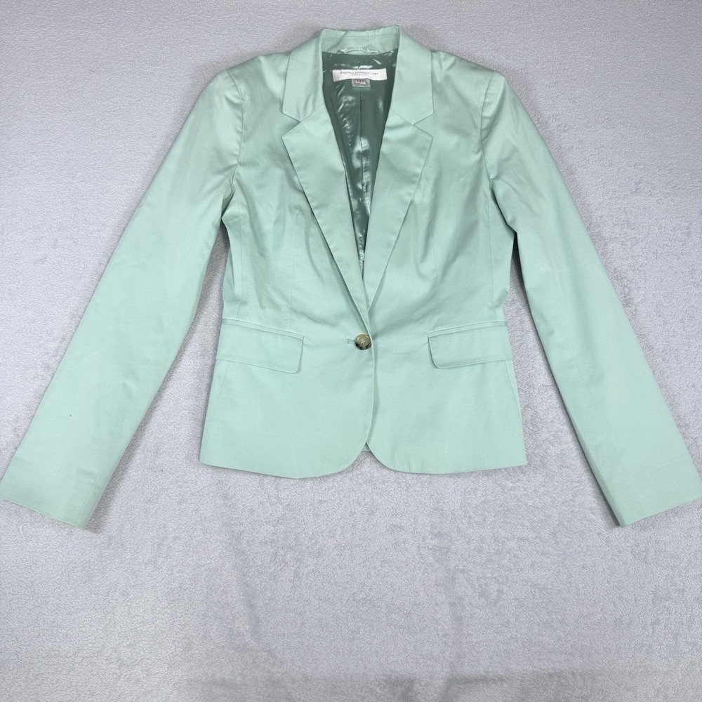 French Connection Women's Blazer US 2 Mint Green Tailored One Button Jacket